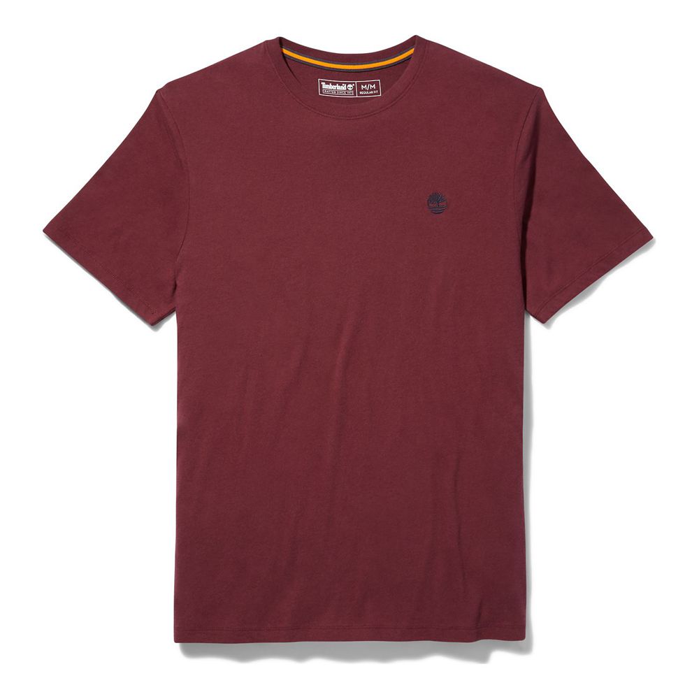 Timberland Mens T-Shirts Short-Sleeve Logo - Red - India IH3564709